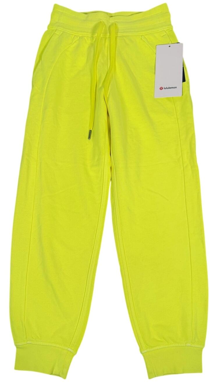 NWT Lululemon Womens Scuba High-Rise Jogger Pants Crop Size 0 Neon Yellow Lounge